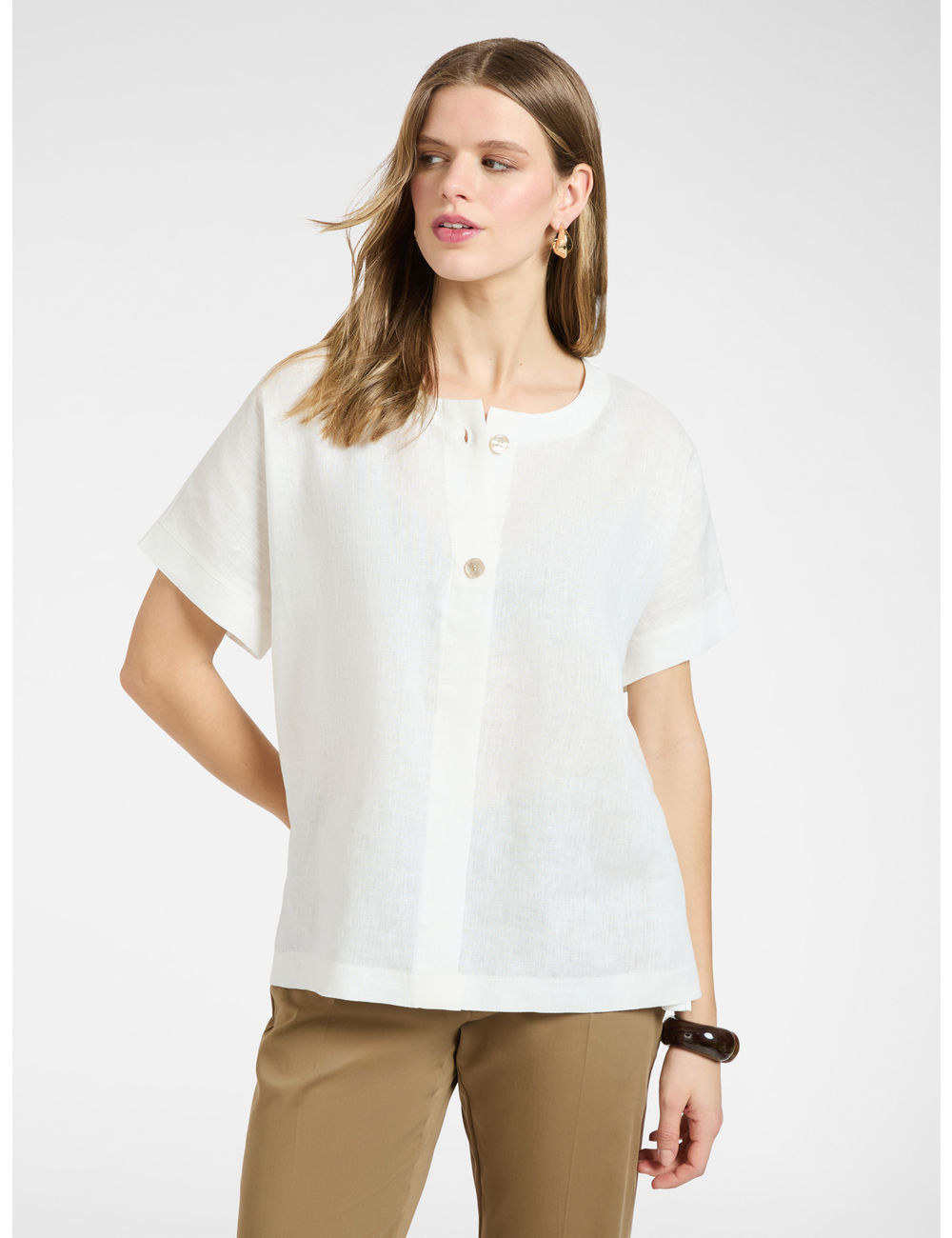 Elena Mirò - Camiseta de lino y algodón