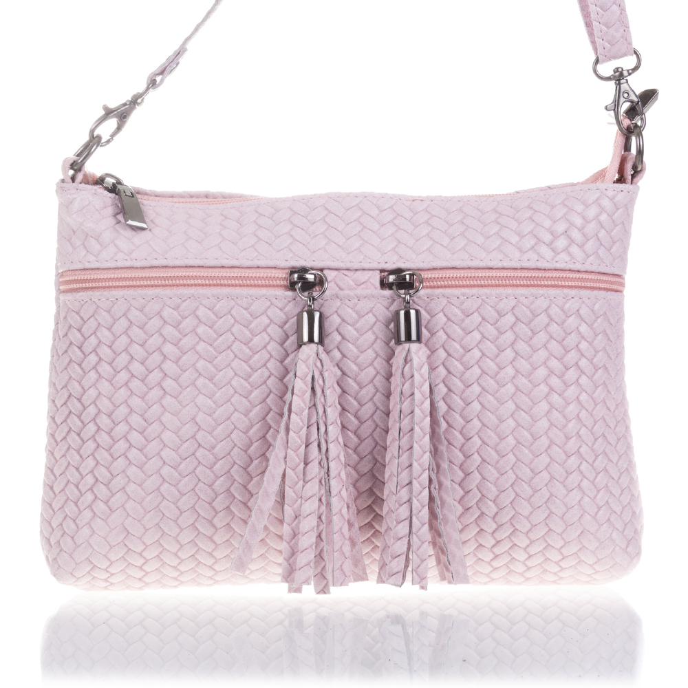 Firenze Artegiani. Oderzo Bolso bandolera Mujer.Piel auténtica Gamuza Grabado Espiga . Made in Italy. Vera Pelle Italiana.