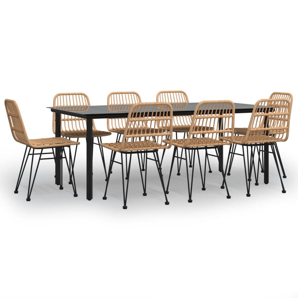 vidaXL Juego de comedor de jardín 9 piezas ratán sintético