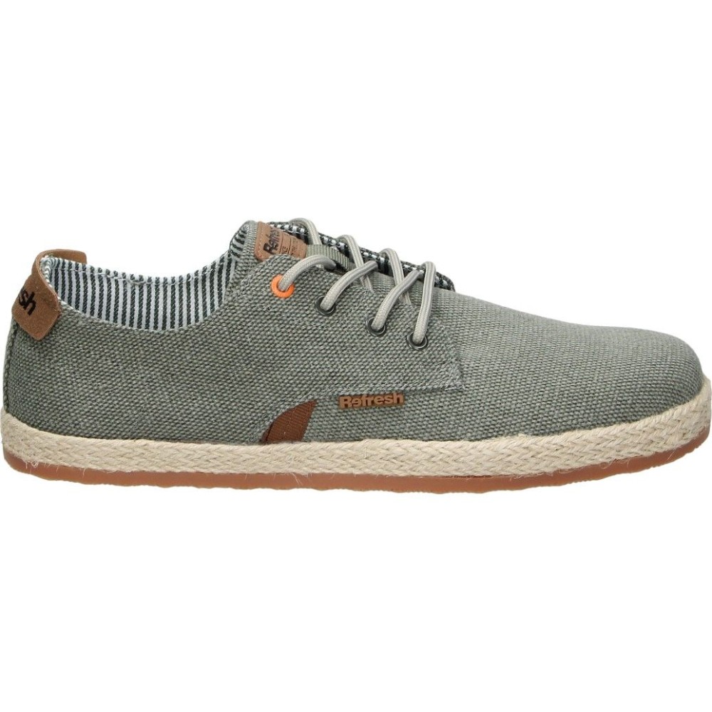 REFRESH | Zapatos Casual Refresh para Hombre – Zapato Estiloso en Color Verde Khaki – Zapatos con Cordones – con Esparto – Cómodos y Versátiles – Combinables – Modelo 175664