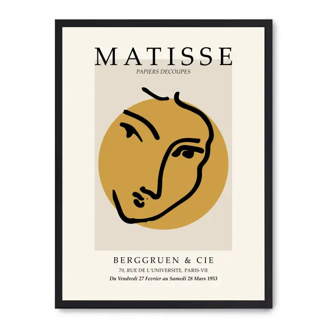 Cuadro matisse art ii 30x40cm, Póster impreso en papel de primera calidad de 180gr, montado sobre marco de madera MDF acabado en negro., Arte - Pintores famosos - Matisse