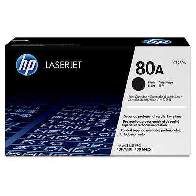 HP - Cartucho de tóner CF280A original para impresoras LaserJet Pro M401 y M425, negro, rendimiento hasta 2.560 páginas, instalación rápida y sostenible con 18 % material reciclado