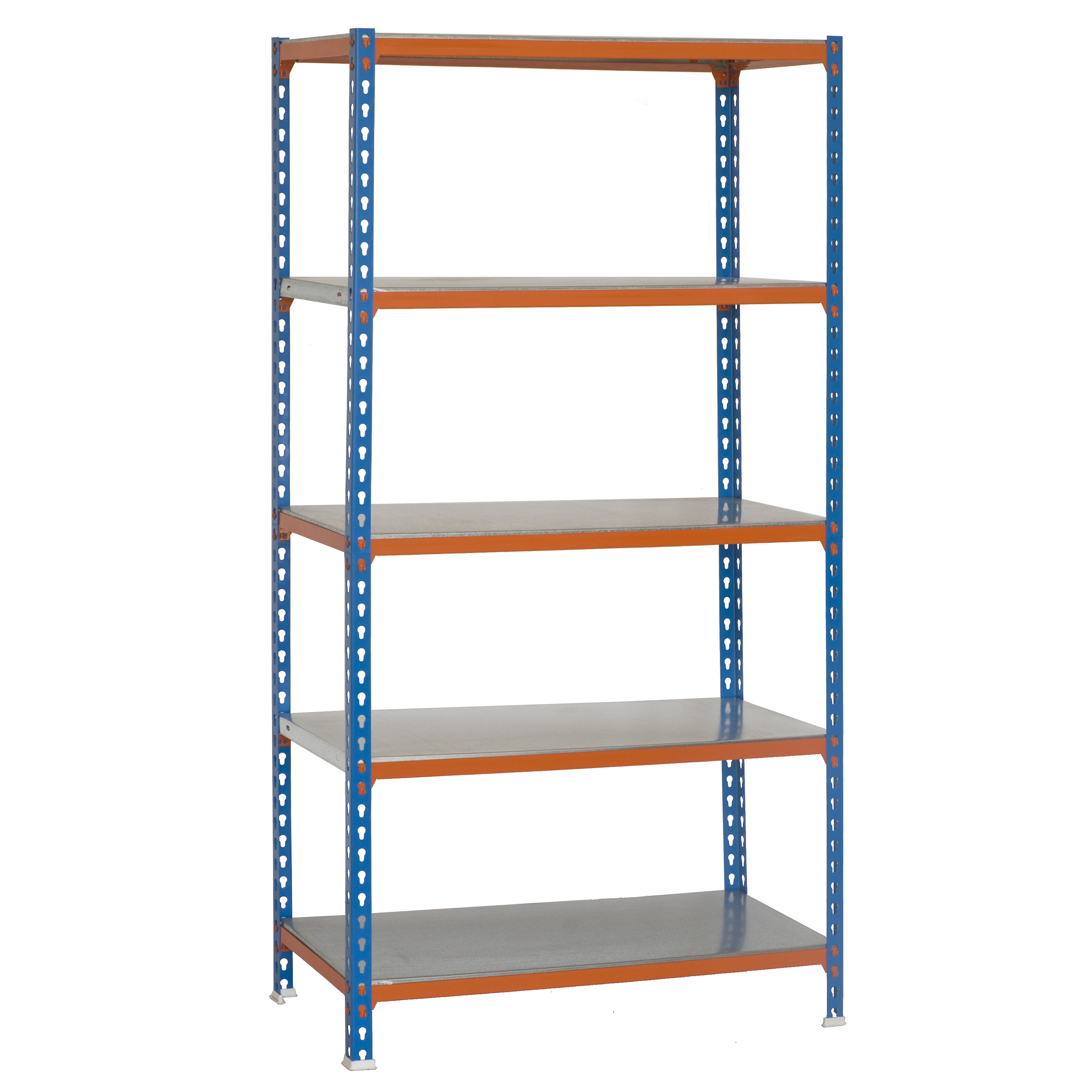 SimonRack Estanteria Metalica Almacenaje de Acero, 1800x800x400 mm, 5 Baldas, Soporta 180 kg de Punto Flexión por balda, Azul/Naranja/Galva - Simonclick