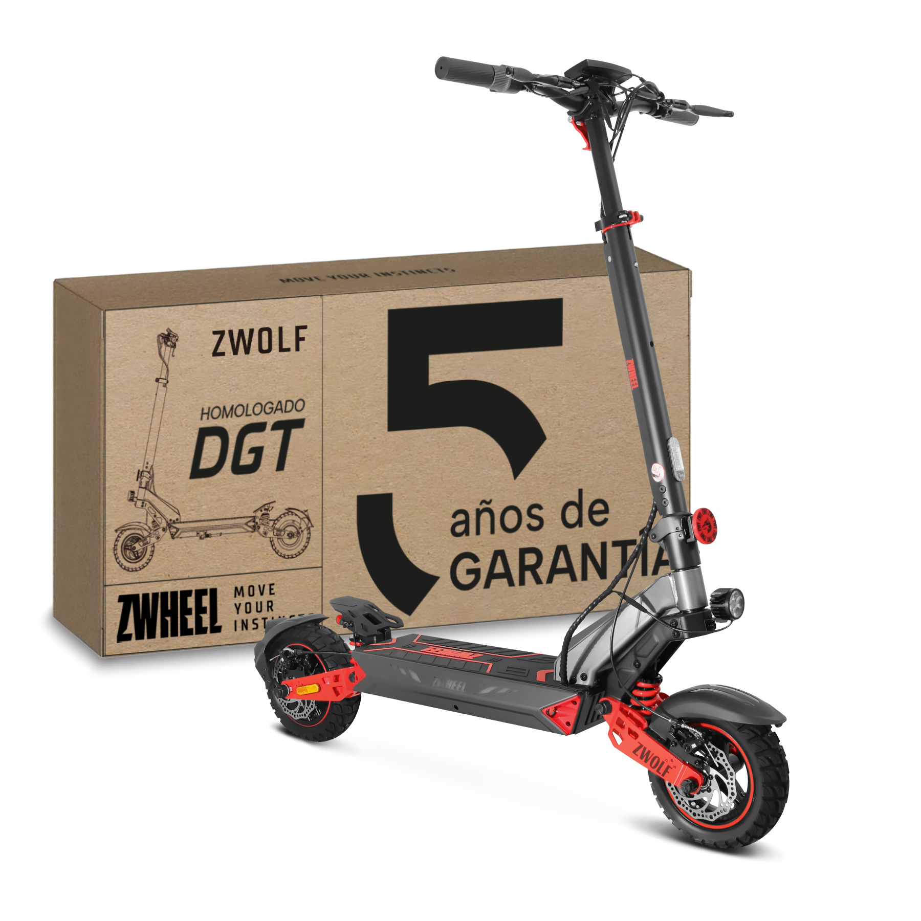 ZWHEEL Zwolf Patinete Eléctrico Adulto Plegable Homologado DGT/VMP Motor 1000W Max Doble Suspensión Ruedas 10" Tubeless App