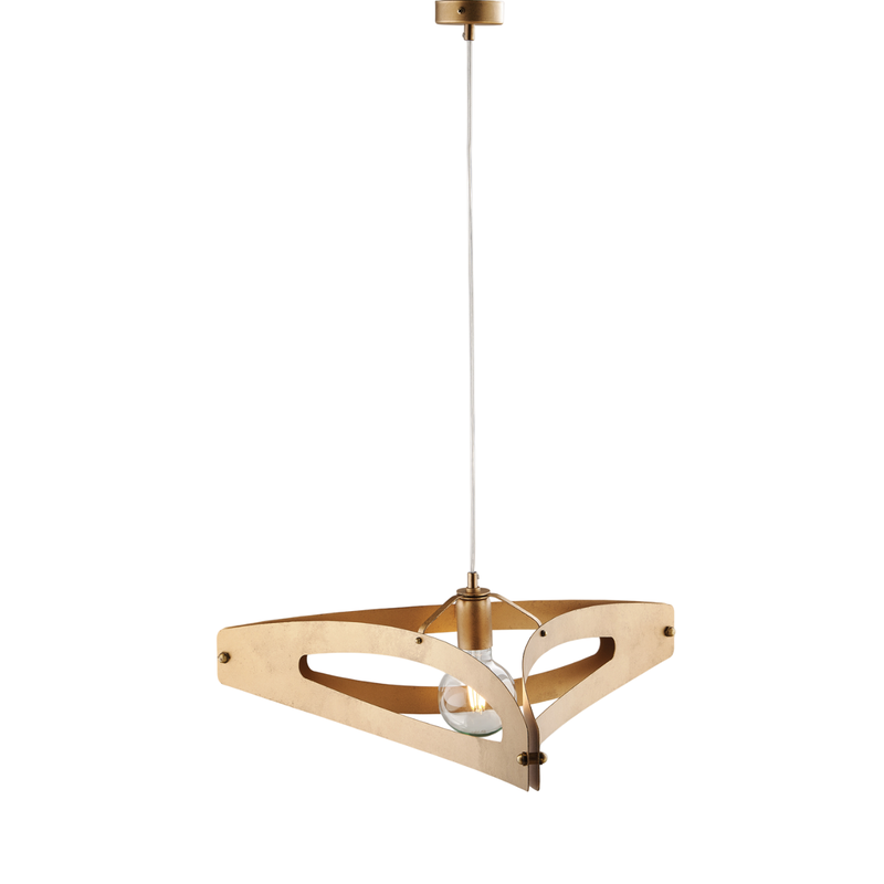 Onyx - Lámpara colgante negra y latón bruñido con difusor láser, cable ajustable y 1 luz dorada - Belight
