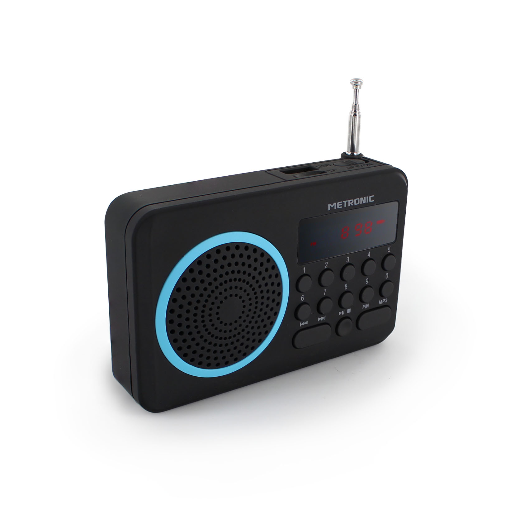 Metronic 477204 Radio portátil FM compacto con puerto USB + lector tarjeta Micro SD