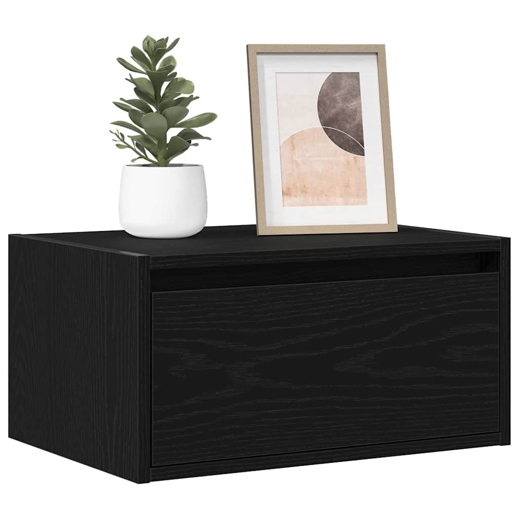 vidaXL Mesitas de noche de pared con luces LED 2 unidades en color Roble Sonoma/Roble negro/Gris hormigón y más | estructura resistente ideal para salón dormitorio o estudio