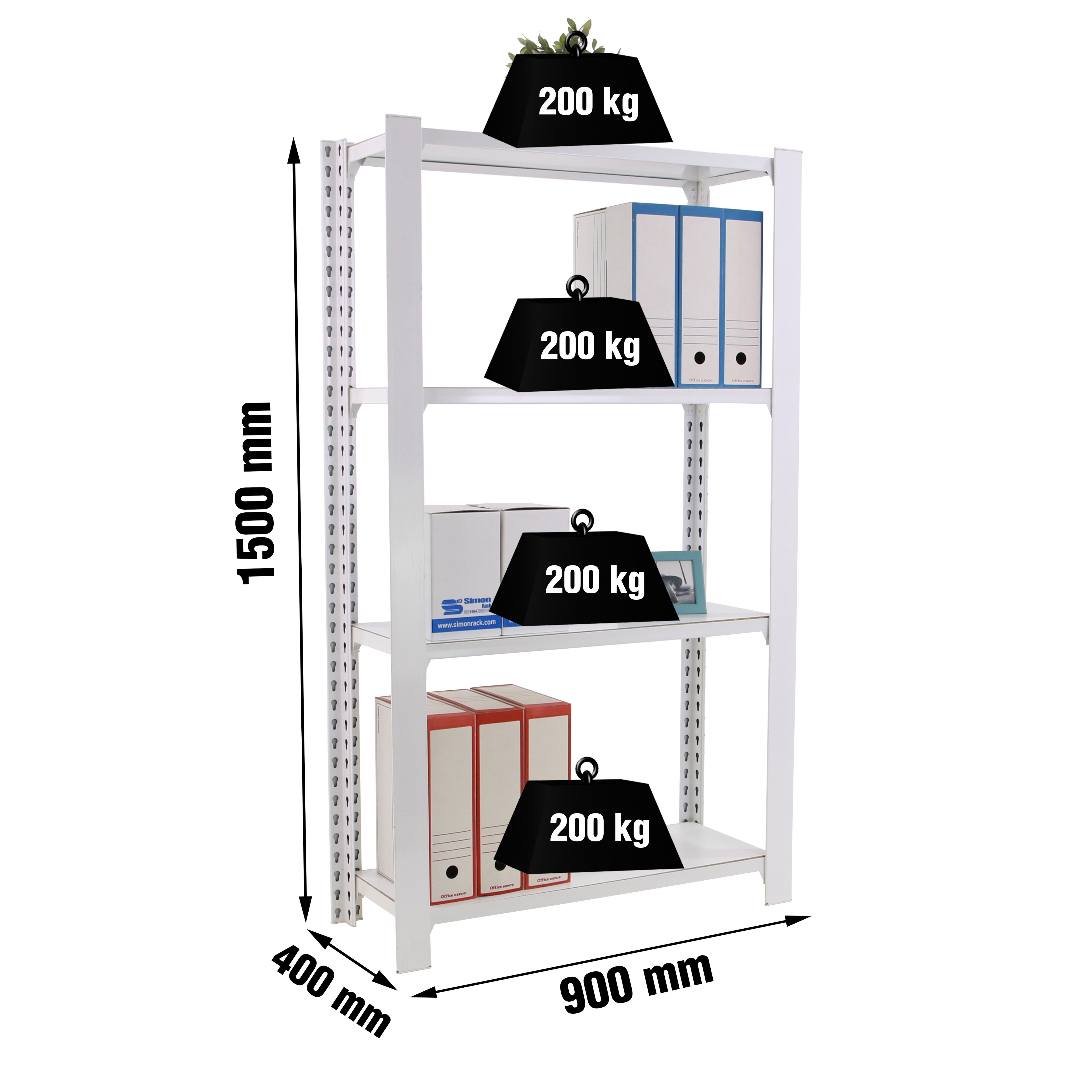 Estantería SIMONRACK Officlick 4/400 wood i.m. Blanco/blanco