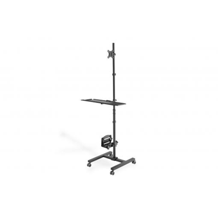 Carro DIGITUS DA-90374 - para pantalla LCD / teclado / ratón / procesador - negro | 49,5 cm x 50 cm x 178 cm | 10,3 kg