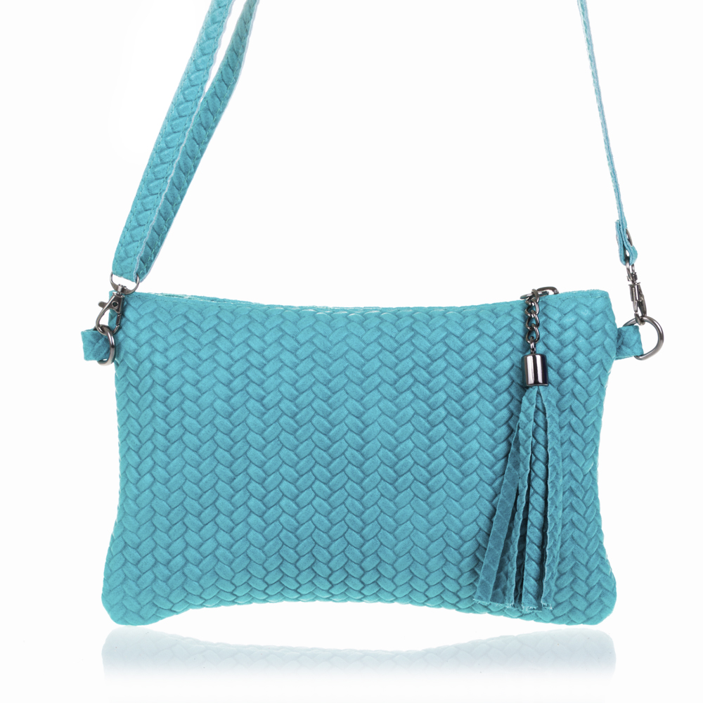 Firenze Artegiani. Oleggio Bolso bandolera Mujer.Piel auténtica Gamuza Grabado Espiga . Made in Italy. Vera Pelle Italiana.