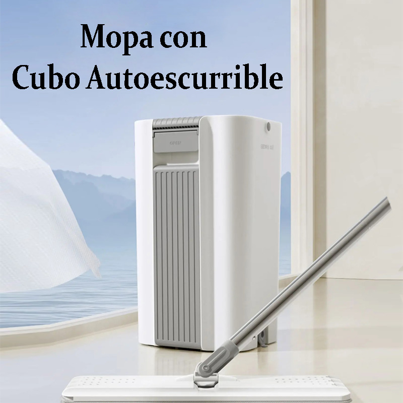 Fregona Giratoria 360º con Cubo Escurridor y Tapón de Vaciado, 3 Mopas de Microfibra Incluidas – Sistema de Limpieza para Todo Tipo de Suelos, Fácil de Escurrir y Almacenar