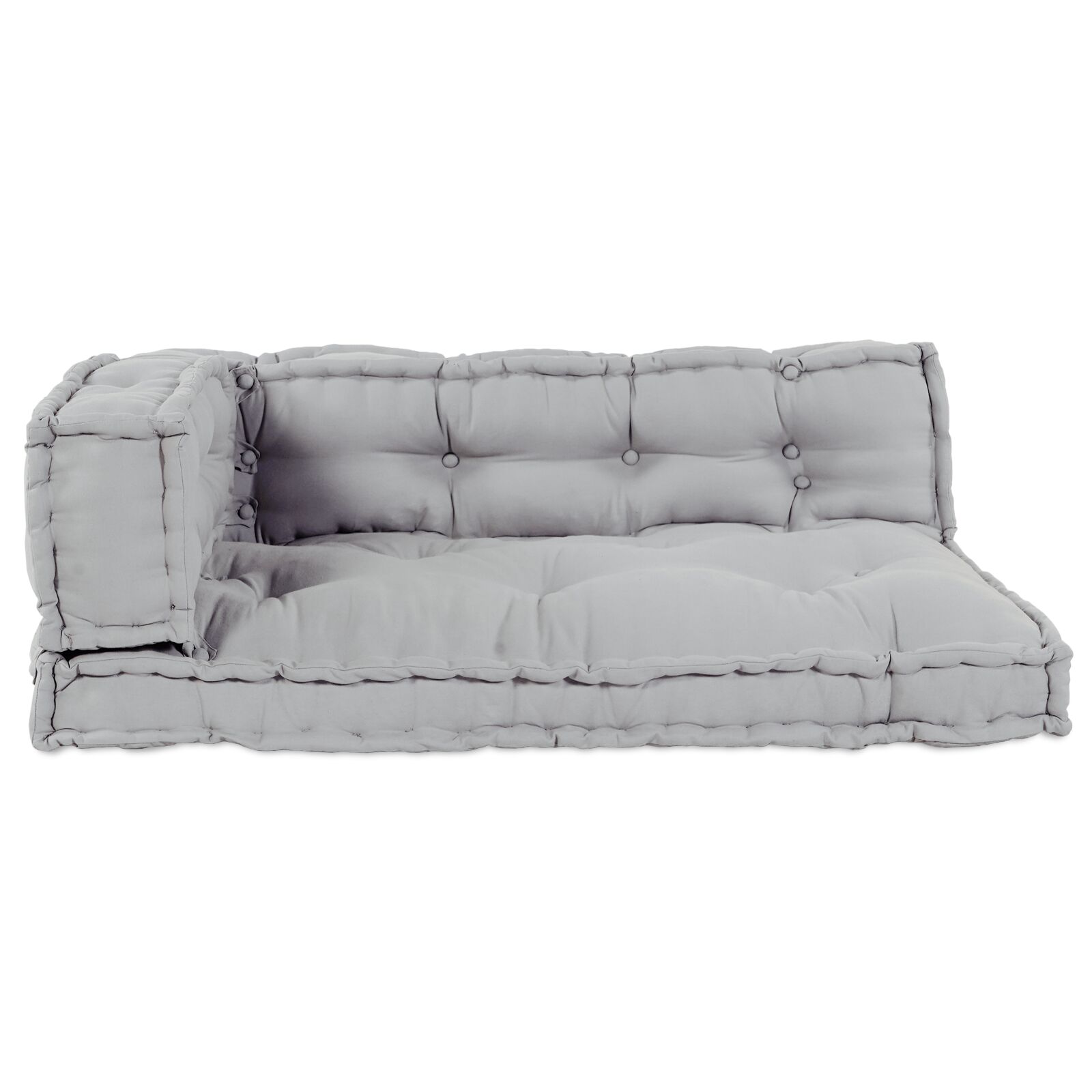Cojín de sofá de palets vidaXL con soporte para el brazo y espalda de tela gris