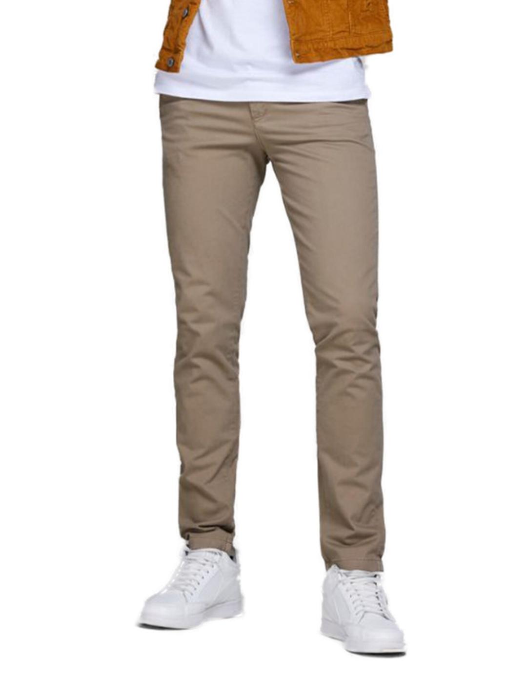 Pantalón Chino Hombre Beige Corte Slim con 4 Bolsillos