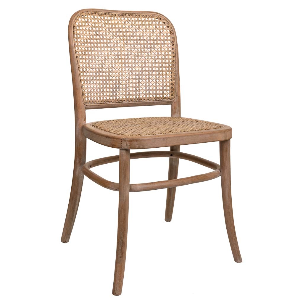 WANDERLUST DECO Silla de madera y rejilla marrón 44x40x48/83h cm