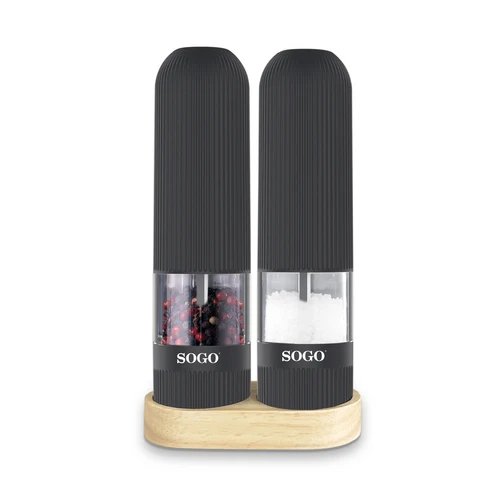 Sogo - Molinillo de sal y pimienta set 2 piezas ACC-SS-17350 para mesa y cocina, diseño elegante negro