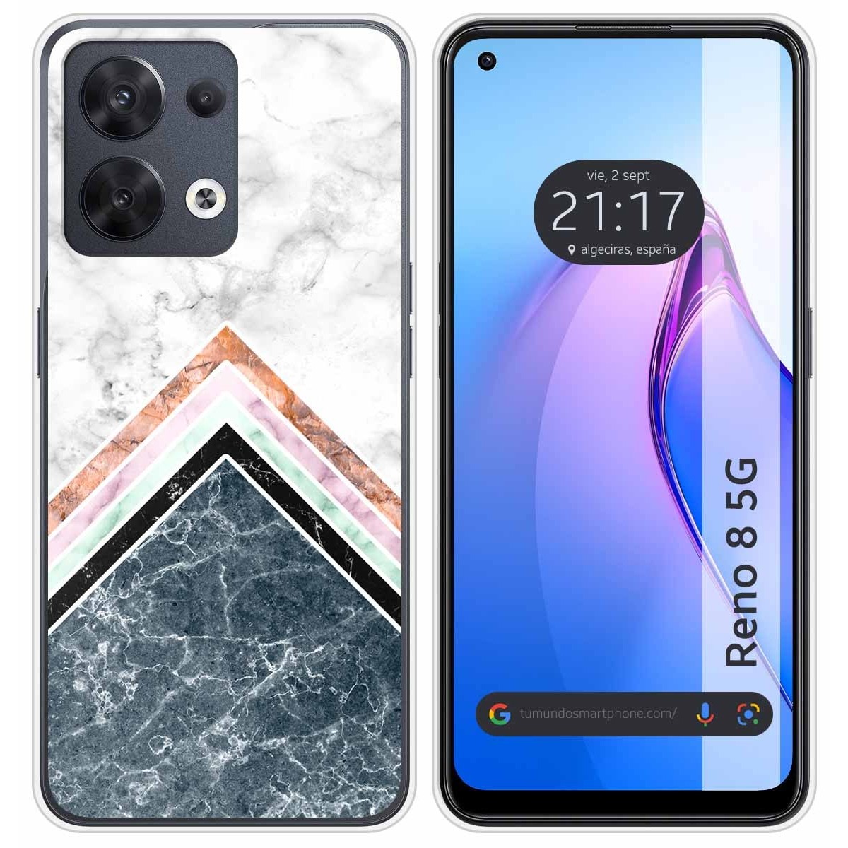 Tumundosmartphone Funda Silicona Oppo Reno 8 5G Mármol 05 Dibujos Personalizada