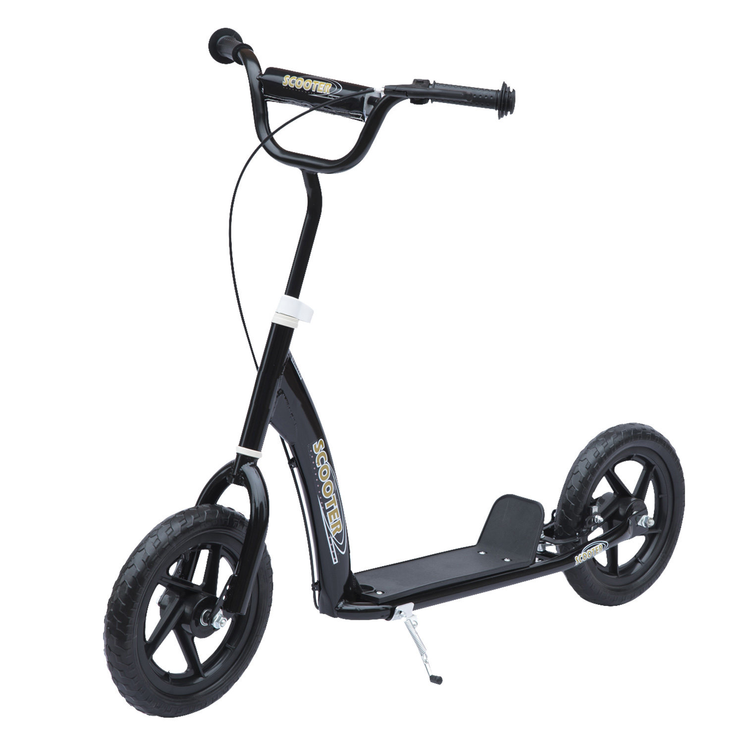 HOMCOM Patinete para Niños de +5 Años Scooter de 2 Ruedas Grandes de 12 Pulgadas con Freno y Manillar Ajustable en Altura Carga Máx. 50 kg 120x52x80-88 cm