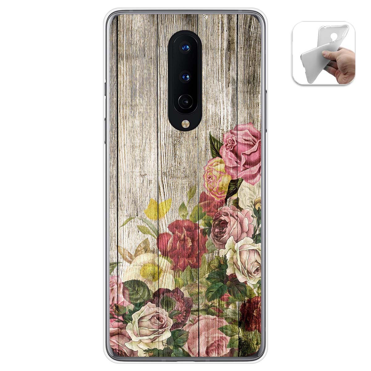 Tumundosmartphone Funda Gel Tpu para OnePlus 8 diseño Madera 08 Dibujos
