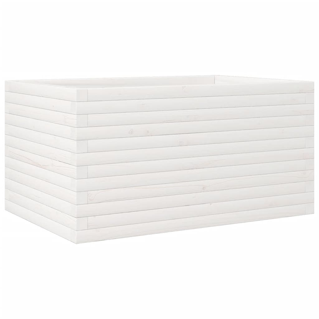 vidaXL Jardinera de madera maciza de pino 90x60x45,5 cm Color Pino natural,  Blanco,  Marrón cera y mas