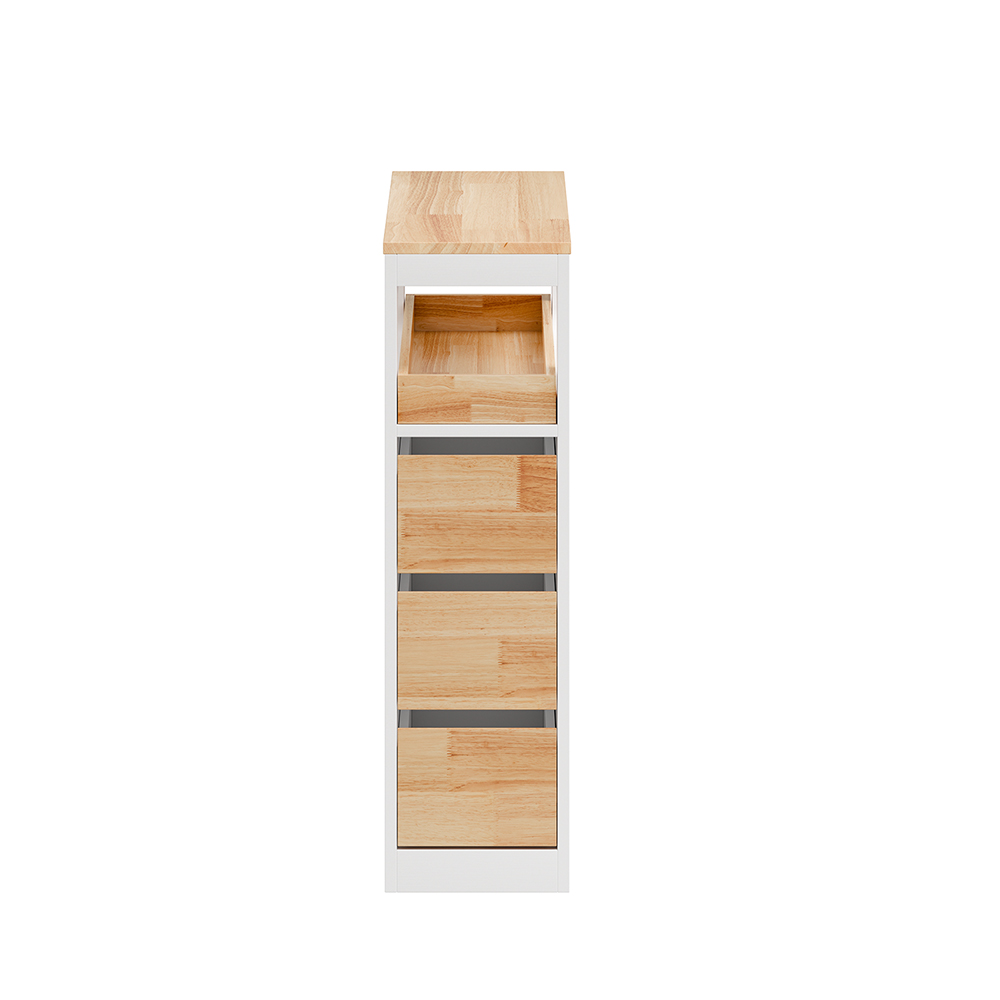 SoBuy Mueble auxiliar de baño blanco con 3 cajones, 2 estantes y ruedas | 23,2x65,3x82 cm