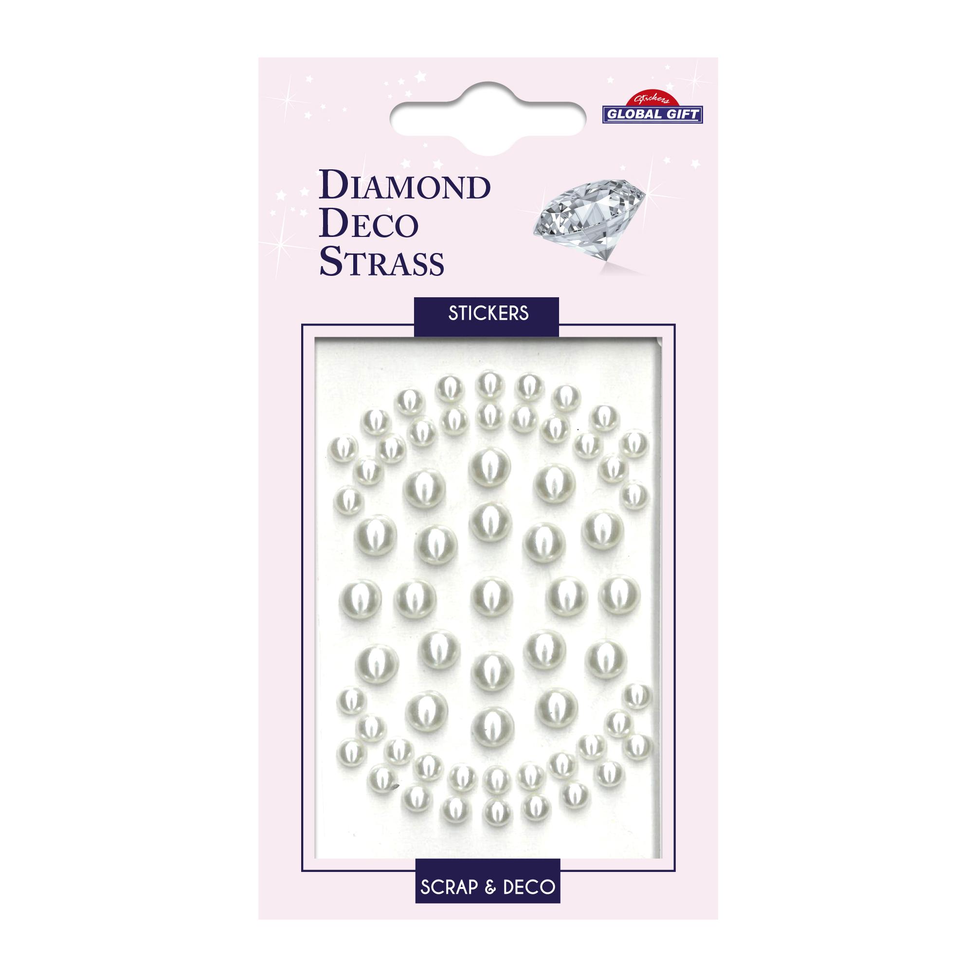 Global Gift Pegatinas Rhinestones - Perlas - Blanco