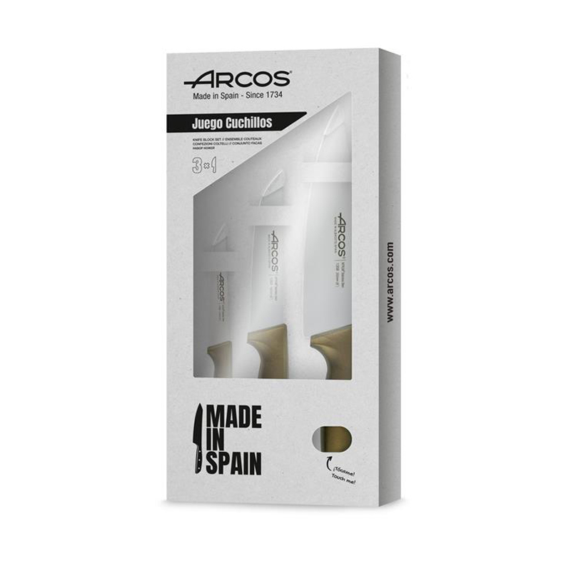Arcos Set de 3 Cuchillos de Cocina Serie Niza Dorados Metalizados