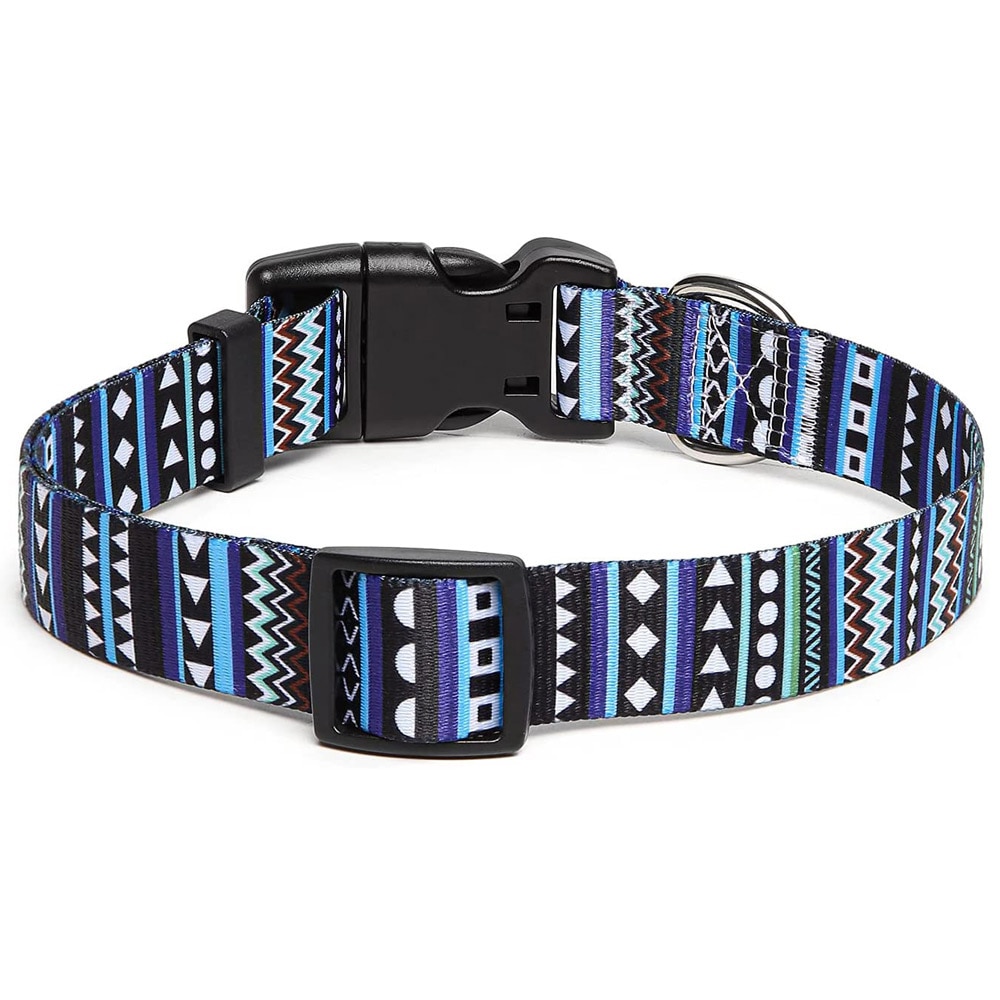 Collar ajustable de tejido suave para perros grandes medianos y pequeños, con hebilla de liberación rápida, estampado original, 25-40 CM