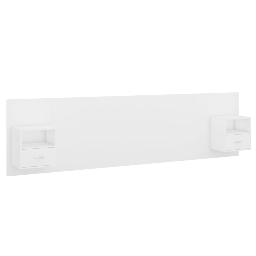 vidaXL Cabecero de cama con mesitas madera contrachapada blanco