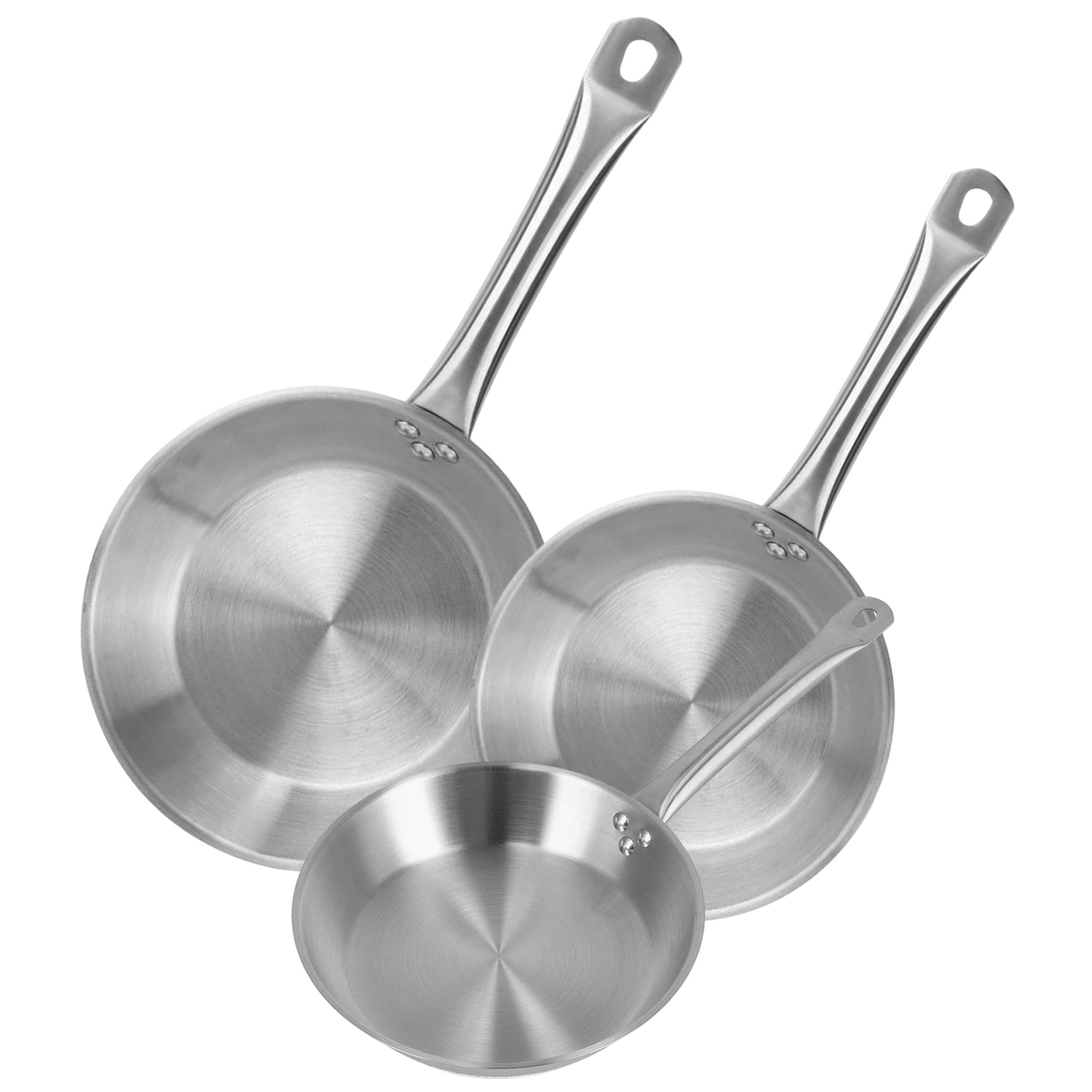 Well Home Sartenes Ø20Ø24Ø28Ø30cm en Acero inoxidable, Aptas para inducción y SIN antiadherente