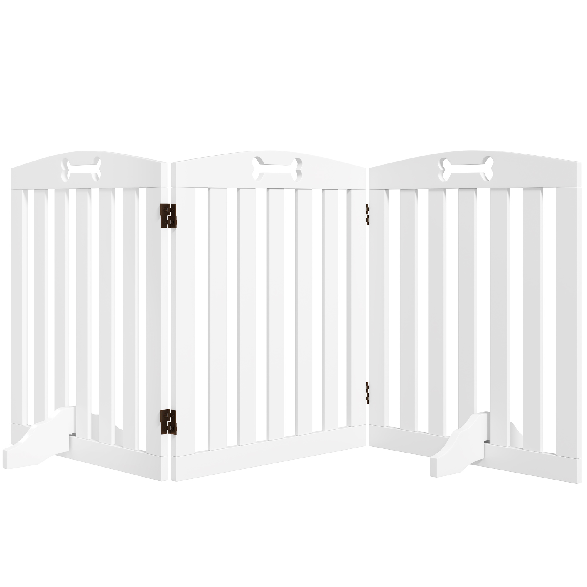 PawHut Barrera de Seguridad para Perros Plegable 155 cm, Valla para Perros Pequeños y Medianos de 3 Paneles con Pies Extraíbles, Puerta de Seguridad para Mascotas, para Escalera, Pasillo, Blanco