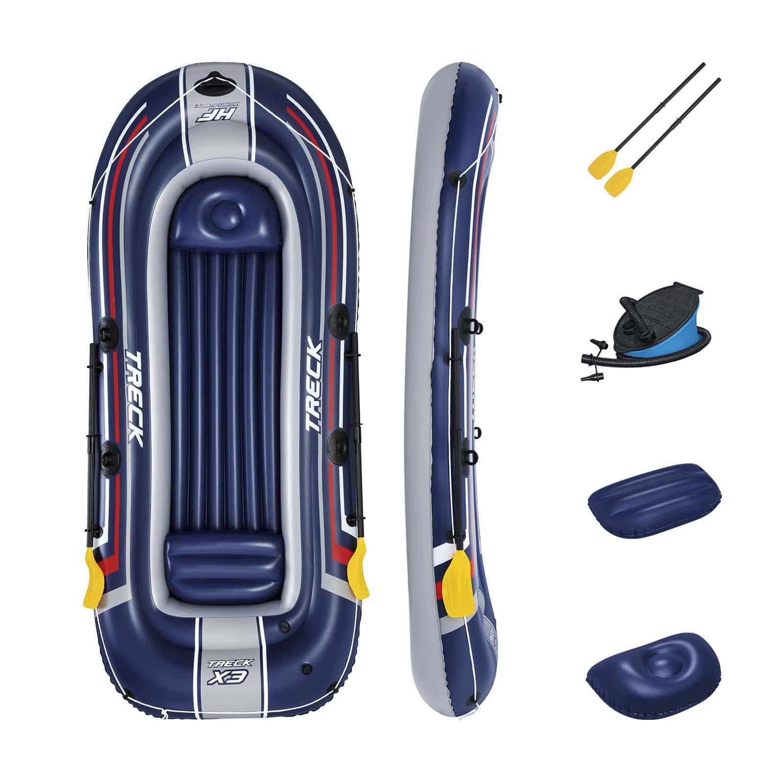 Bestway Barca hinchable Bestway Hydro-Force™ Treck X3 307x 126 x 39 cm con capacidad máxima de 270 kg, incluye 2 remos de 124 cm y bomba de pie