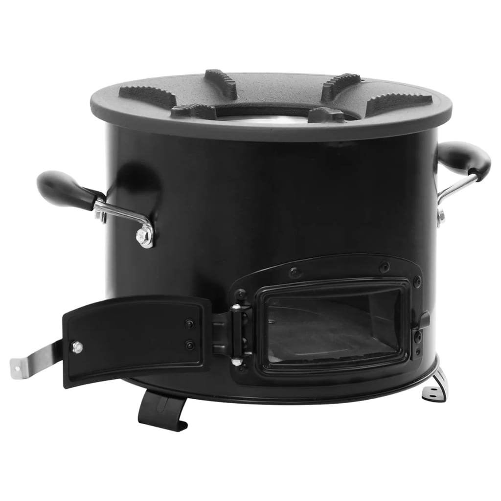 vidaXL Cocina de leña para camping metal negro 36x26x22,5 cm