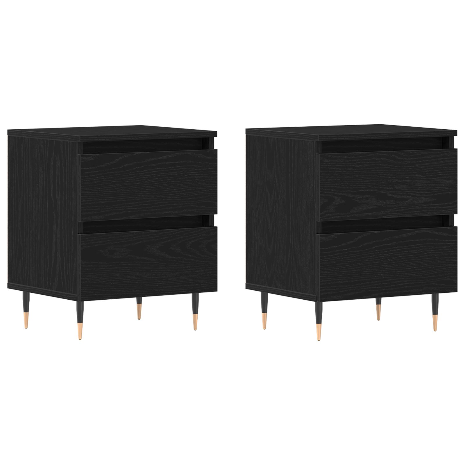 vidaXL Mesas de Noche 2 pcs Negros de Roble 40x35x50 cm Madera Ingenierizada