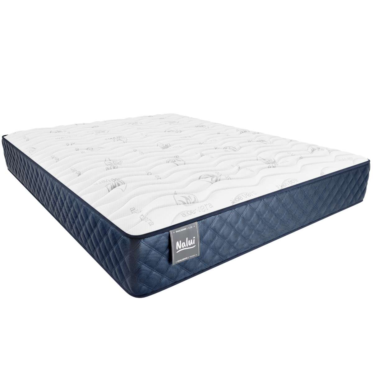 Nalui Colchón Viscoelástico Mulhacén DualSense Azul Multicapa,Núcleo GravityFoam, Firmeza Alta, Reversible, Transpirable. Hecho en España
