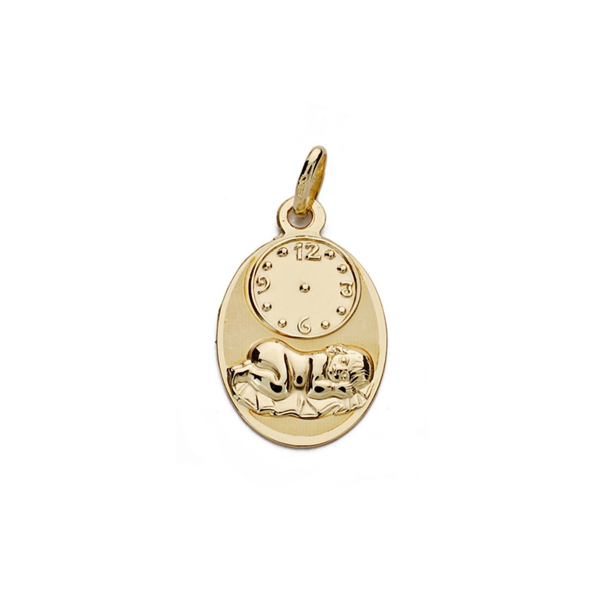 Medalla oro 18k niño hora 19mm. oval