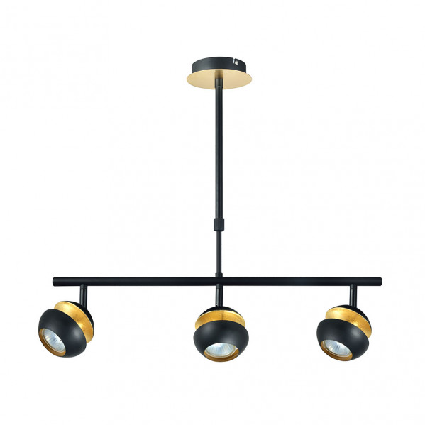Colgante lineal de 3 focos Beethoven Negro/oro Fabrilamp