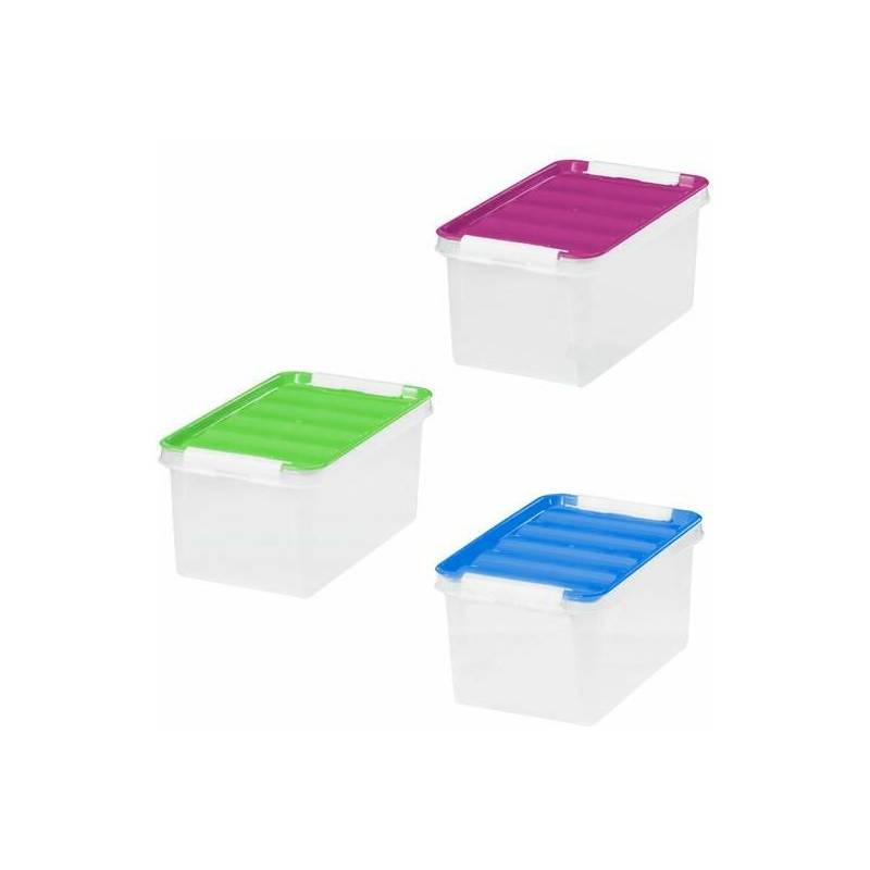 2x Caja de almacenaje, Plástico resistente (PP), 4,5 l, 30 x 20 x 11 cm,  Wilma, Transparente neutro