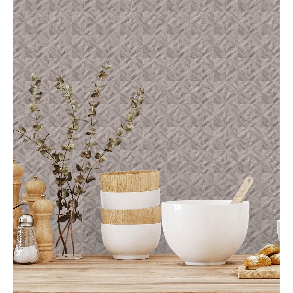 Papel pintado vinílico lavable ligeramente metalizado con textura en relieve - Claxton Tiles 680969 de GAULAN - Rollo de 10 m x 1,06 m