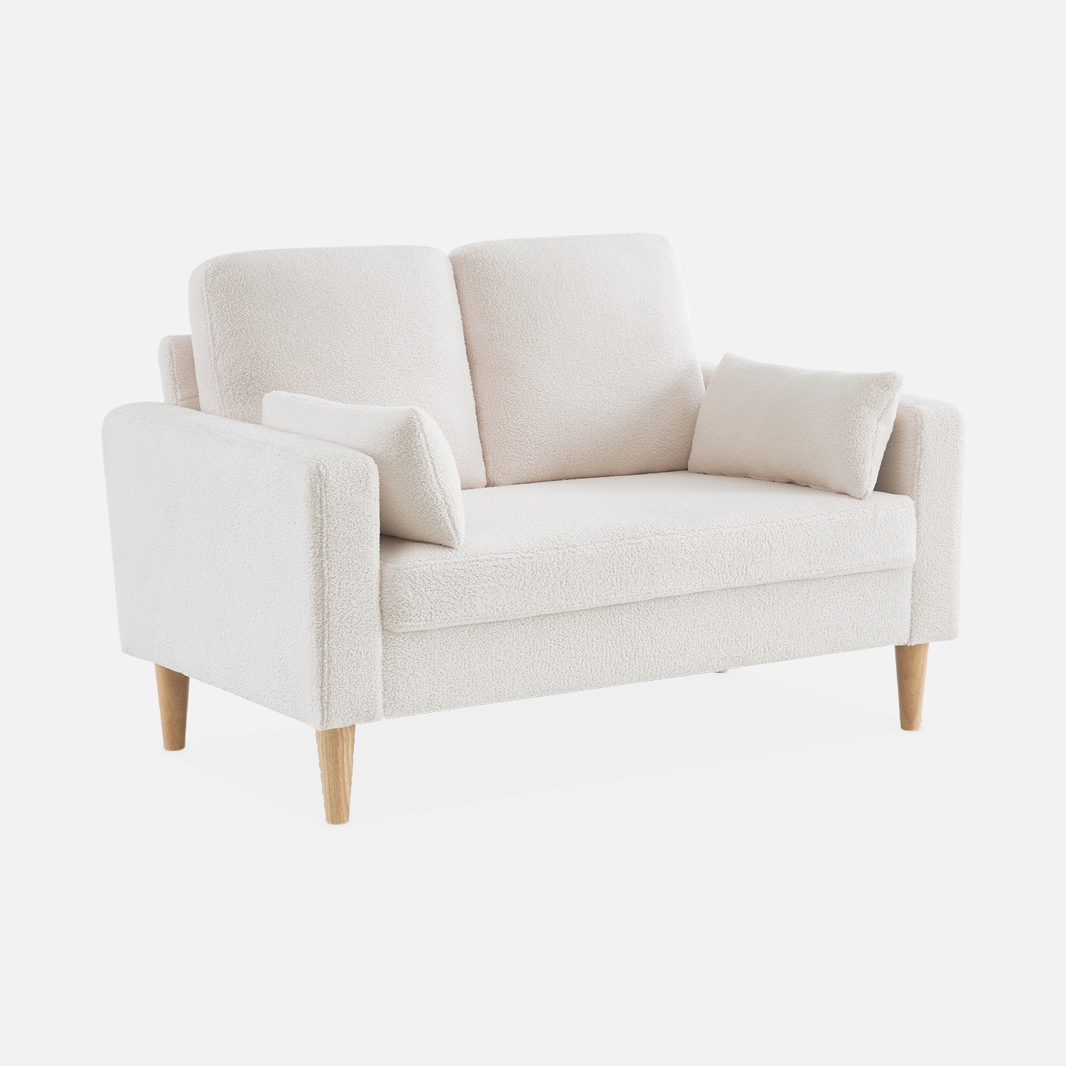 sweeek - Sofá de tejido borreguito con patas de madera, 2 plazas , Bjorn borreguito , 130x79x69