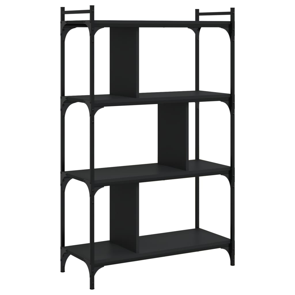 Vidaxl Librería 4 Estantes Madera Ingeniería 76x32x123 Cm Negro