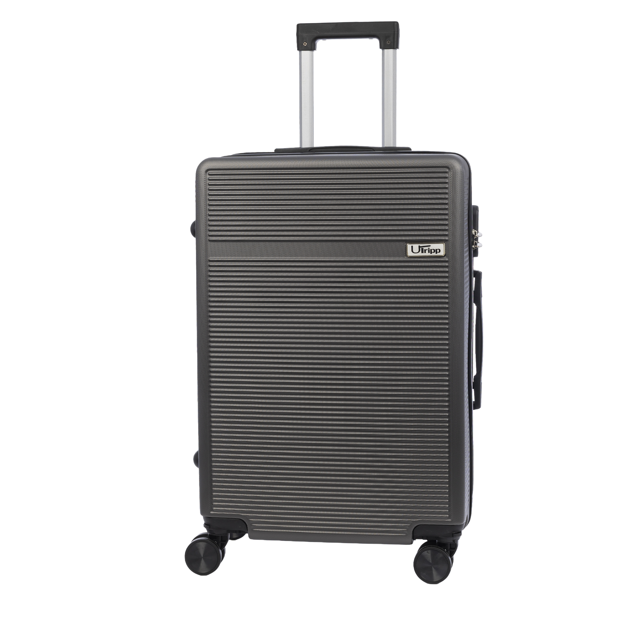 Maleta trolley en material ligero de ABS de alta resistencia. Cerradura numérica y 4 ruedas dobles extraíbles y giratorias 360°.