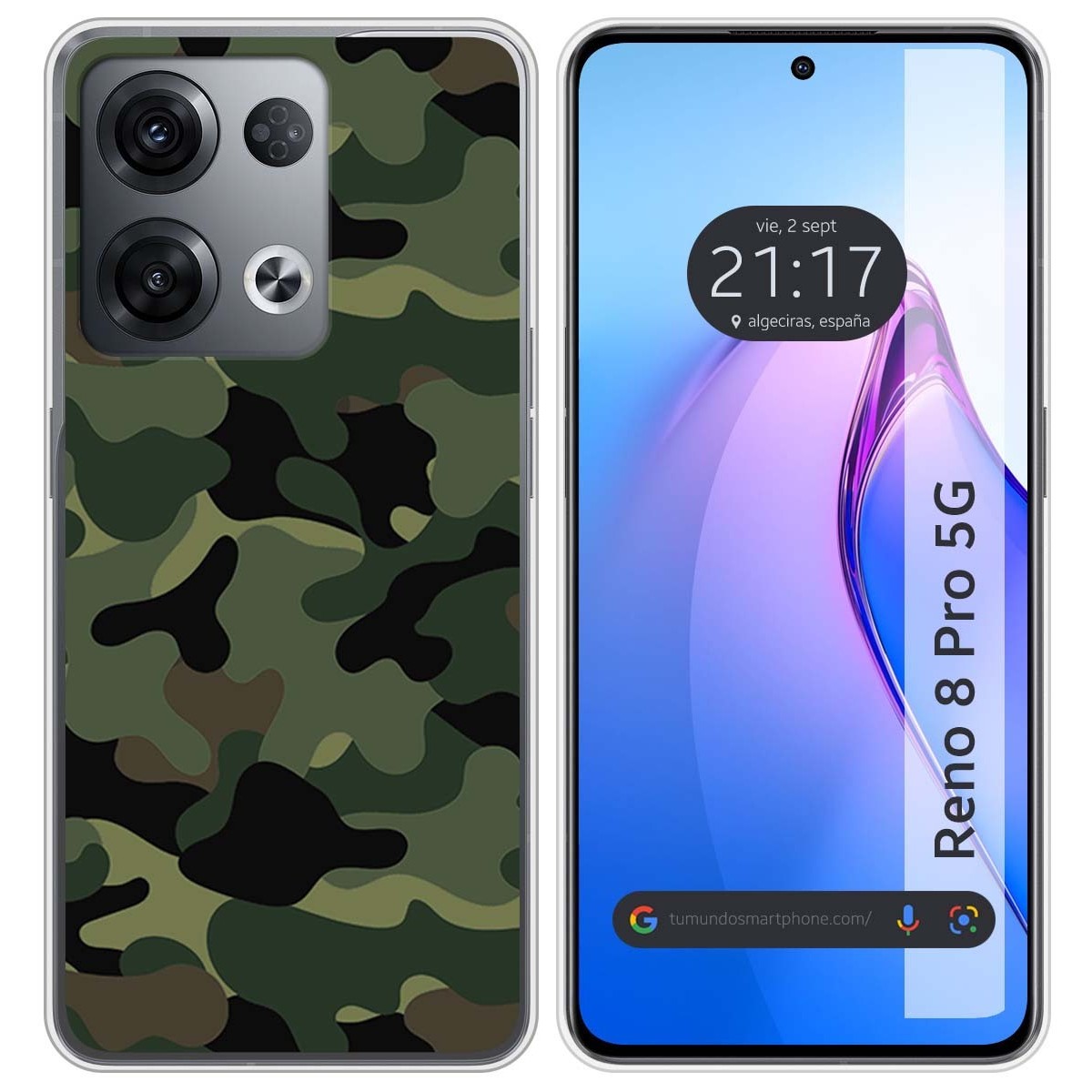 Tumundosmartphone Funda Silicona Oppo Reno 8 Pro 5G Camuflaje Personalizada