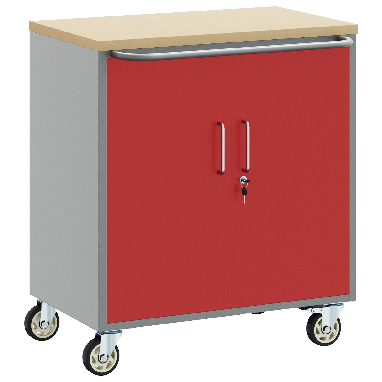 Armario de Herramientas vidaXL con Ruedas y Cerradura Rojo 75x45x85 cm Acero