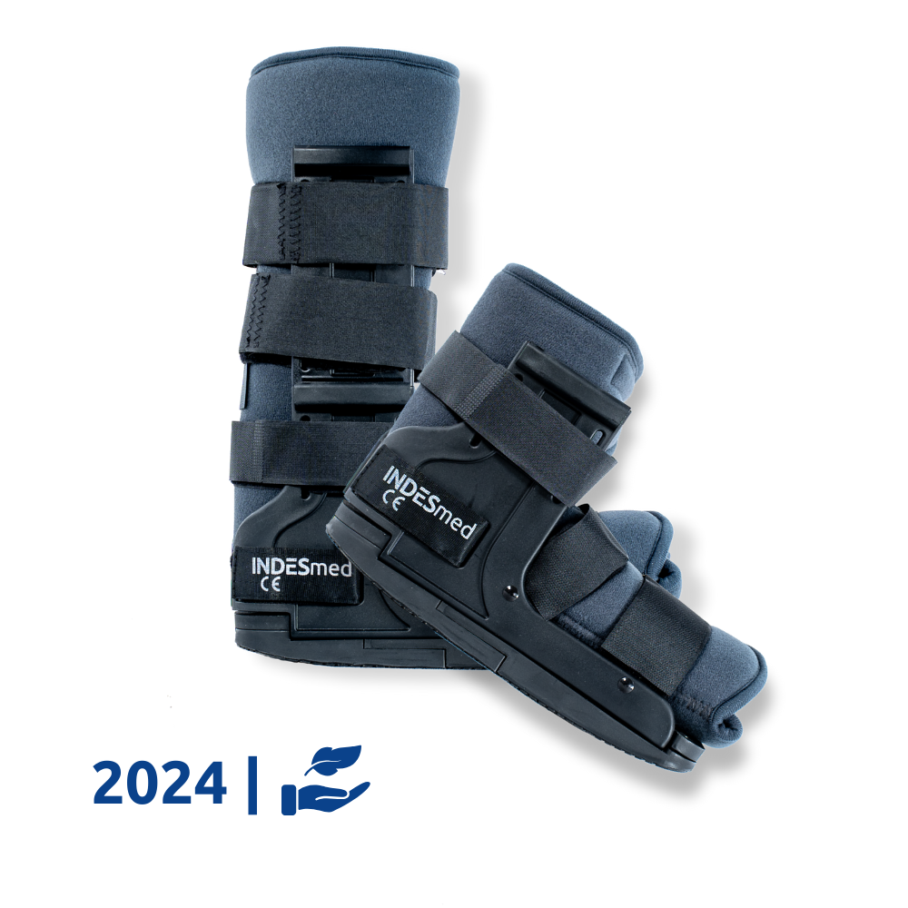 INDESmed | Bota Walker + Calcetín-Versión 2024, Innovación patentada, 2 botas en una (bota corta + bota larga), ajustable a todas las tallas del pie - Más ligera, más resistente y más transpirable.