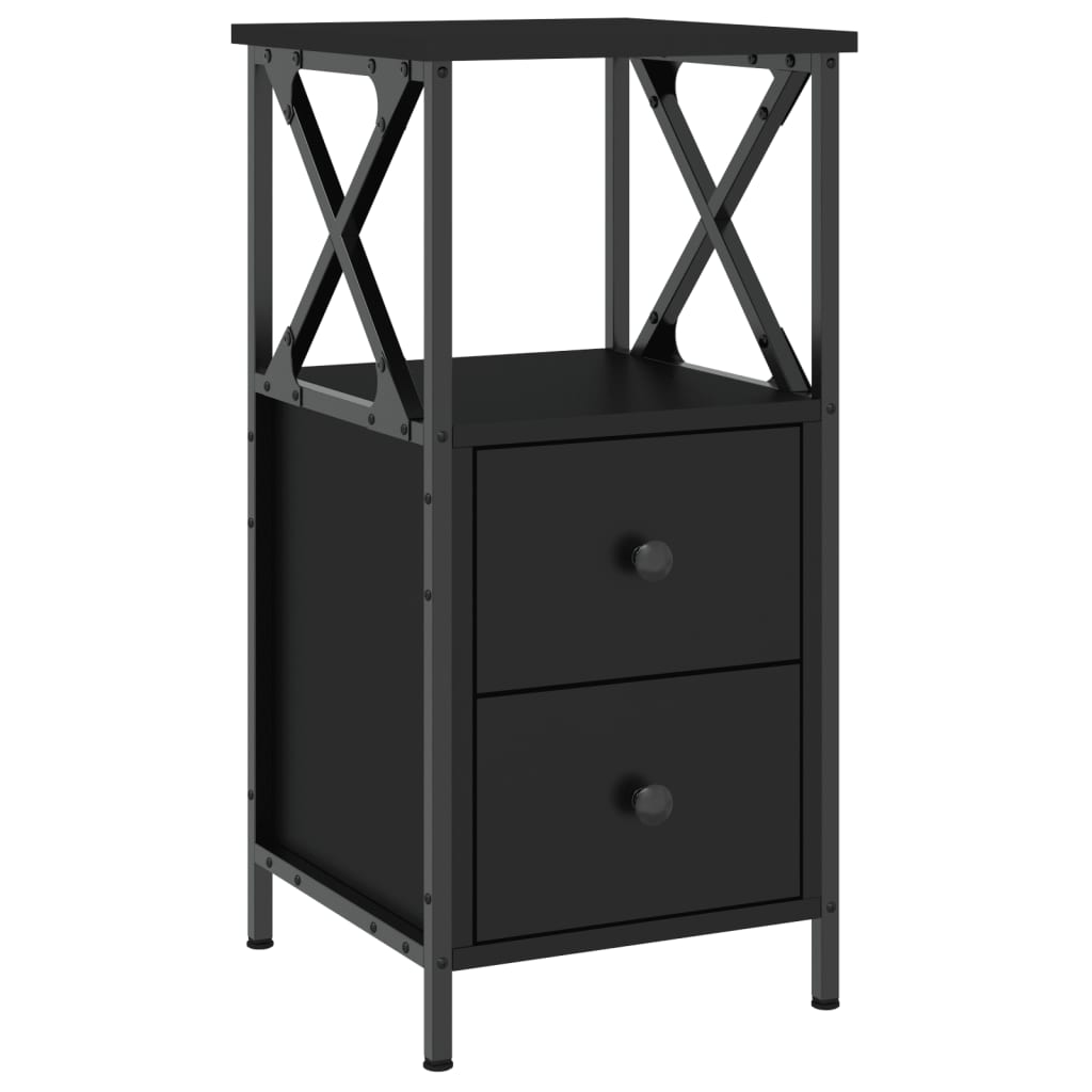 Vidaxl Mesita de Noche Madera de Ingeniería 34x35,5x70 Cm Negro