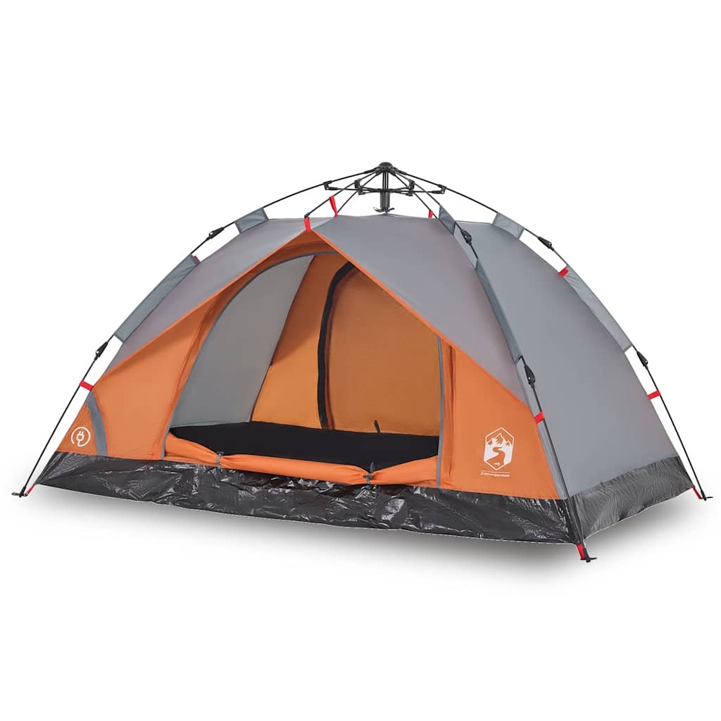 vidaXL Tienda de campaña iglú 2 personas apertura rápida gris/naranja