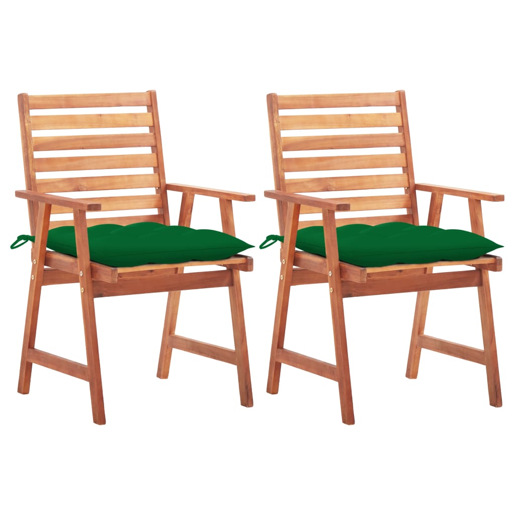 vidaXL Sillas comedor de jardín 2 uds madera maciza de acacia y cojines