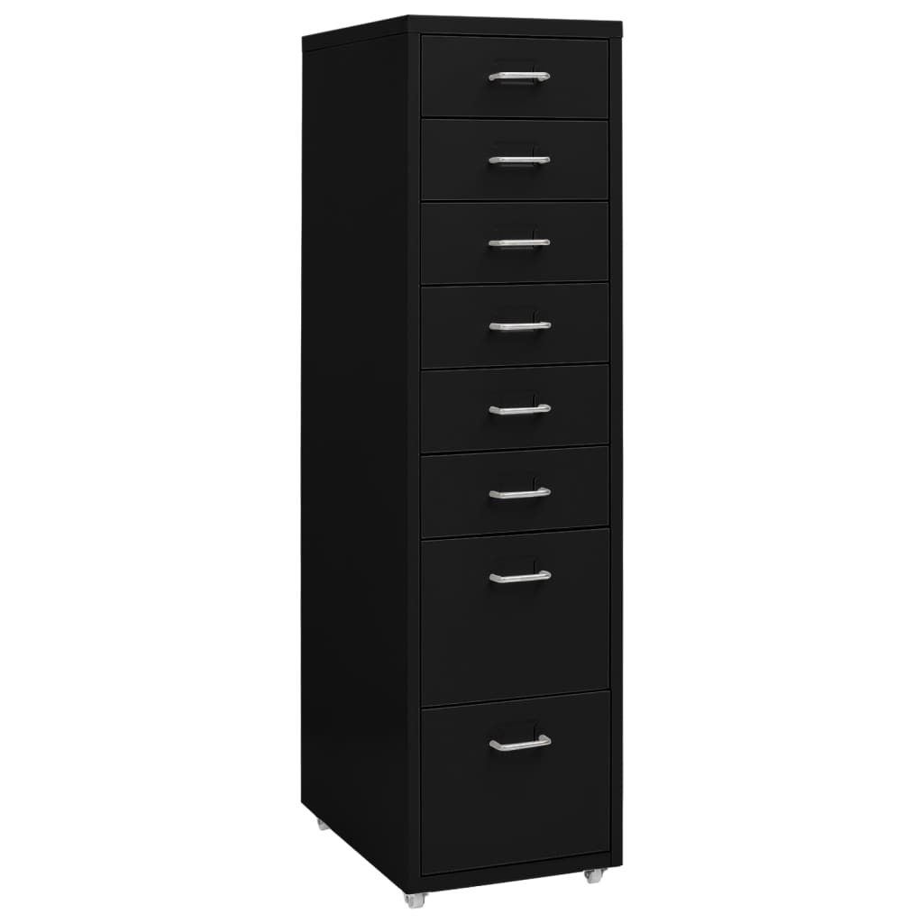 vidaXL Armario archivador móvil metal 28x41x109 cm en color Gris/Blanco/Negro | almacenamiento funcional diseño moderno para baño dormitorio sala