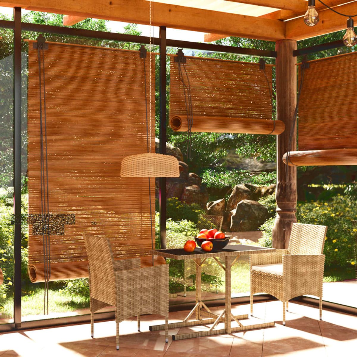 Conjunto de jardín VidaXL 2 sillones+1 mesa tapa vidrio