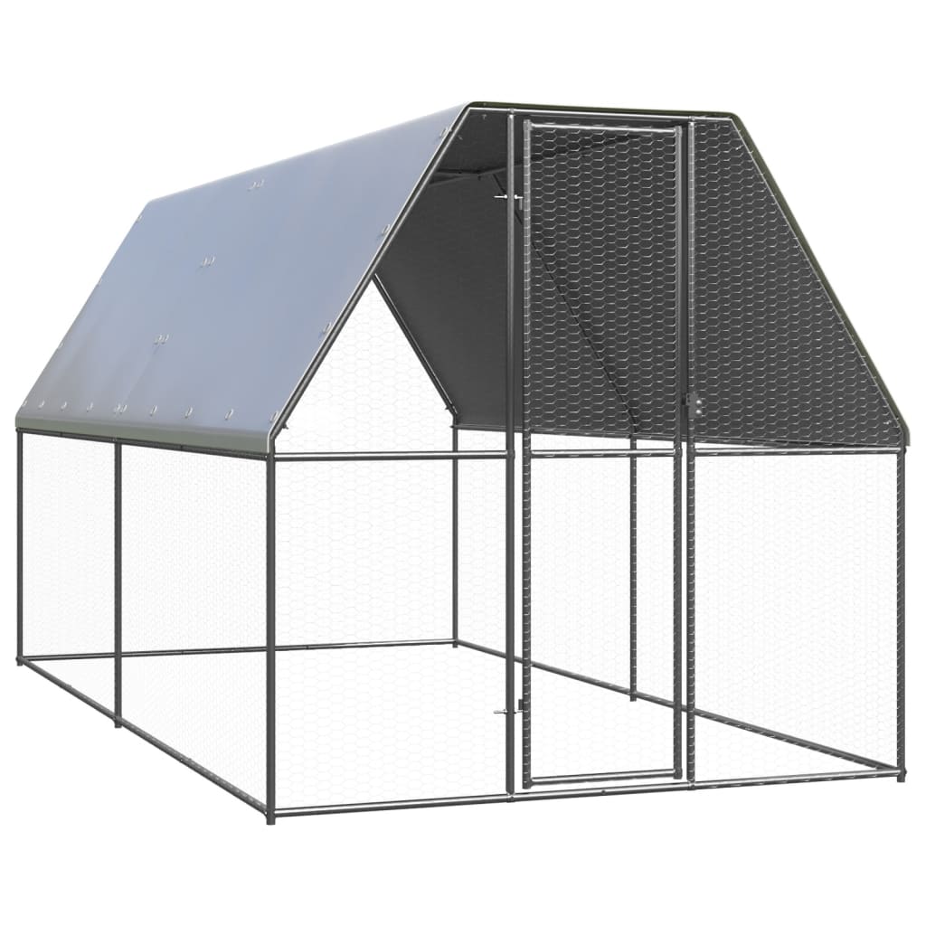 vidaXL Jaula Gallinero de Exterior Corral para Pollos Gallinas Acero Galvanizado Multitalle